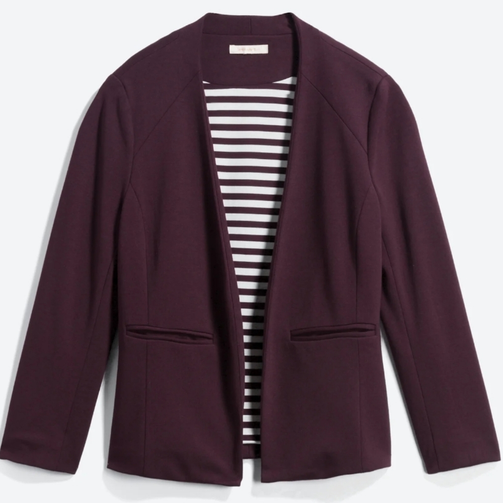 Dark Purple Open Front Blazer